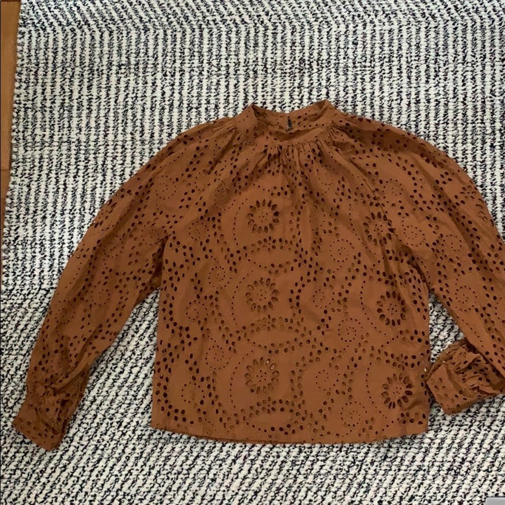 Sui by Anna Sui Long Sleeve Eyelet Top